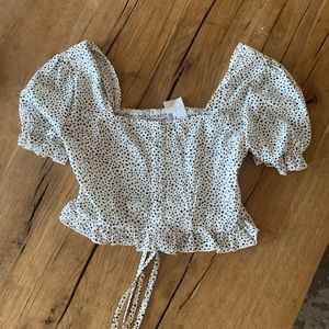 Women’s short sleeve crop top ruffle puff sleeve festival shirt HMR2